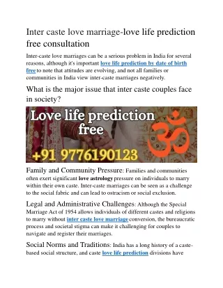 Inter caste love marriage love life prediction free consultation