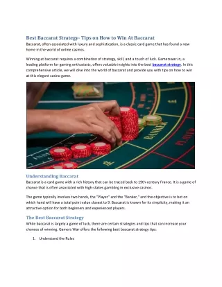 Best Baccarat Strategy- Tips on How to Win at Bacarrat