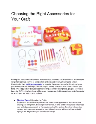 Choosing the Right Accessories for Your Craft