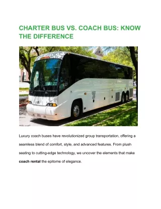 CHARTER BUS VS. COACH BUS: KNOW THE DIFFERENCE