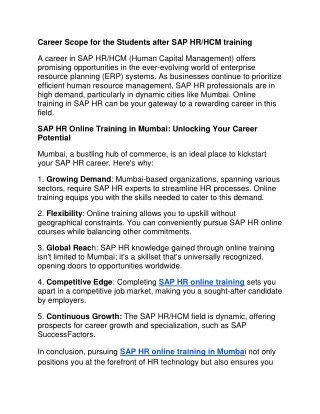 SAP HR/HCM training