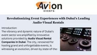 Revolutionizing Event Experiences with Dubai’s Leading Audio-Visual Rentals