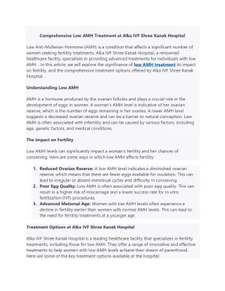 Low AMH Treatment