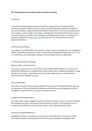 Navigating Business Excellence with ServiceNow Consulting