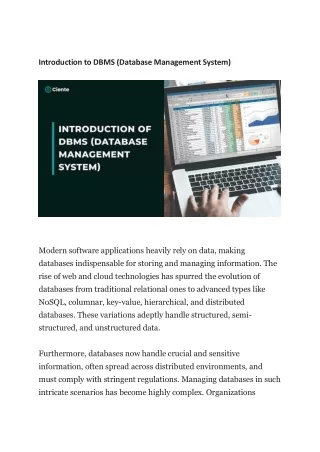 Introduction to DBMS