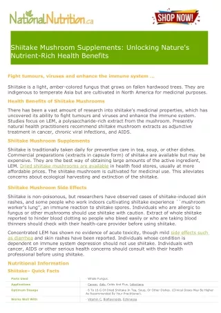 Shiitake Mushroom Supplements Unlocking Nature's Nutrient-Rich Health Benefits