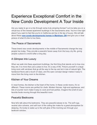 Experience Exceptional Comfort in the New Condo Development A Tour Inside