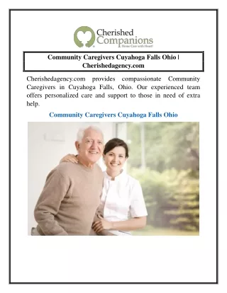 Community Caregivers Cuyahoga Falls Ohio  Cherishedagency