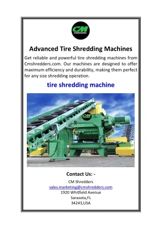 Advanced Tire Shredding Machines