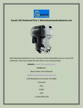 Suzuki 150 Outboard Price  Marineboatsandoutboards.com