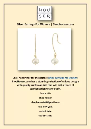 Silver Earrings For Women | Shophouser.com
