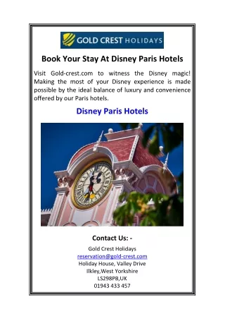 Book Your Stay At Disney Paris Hotels