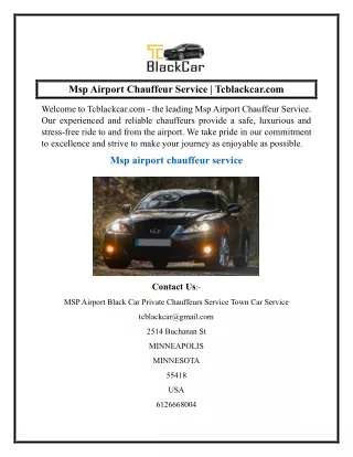 Msp Airport Chauffeur Service  Tcblackcar.com