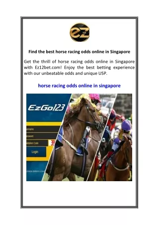 Find the best horse racing odds online in Singapore