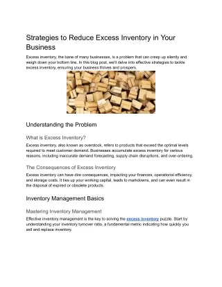 Strategies to Reduce Excess Inventory in Your Business