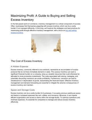 Maximizing Profit_ A Guide to Buying and Selling Excess Inventory