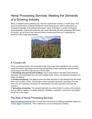 Hemp Processing Services_ Meeting the Demands of a Growing Industry