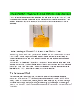 Unveiling the Power of Full Spectrum CBD Distillate