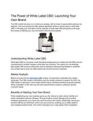 The Power of White Label CBD_ Launching Your Own Brand