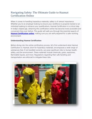 Navigating Safety: The Ultimate Guide to Hazmat Certification Online