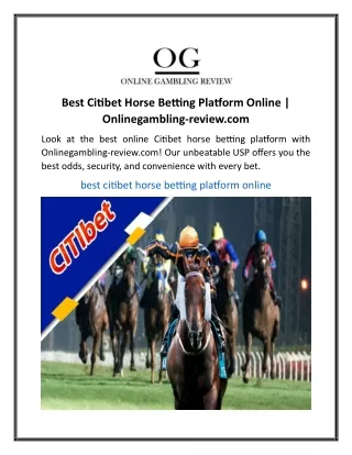 Best Citibet Horse Betting Platform Online  Onlinegambling-review.com