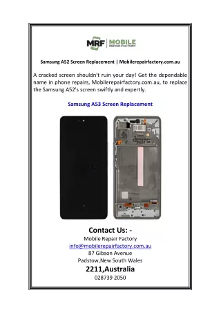 Samsung A52 Screen Replacement Mobilerepairfactory.com.au