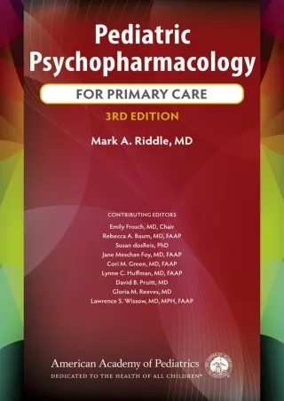 READ [PDF] Pediatric Psychopharmacology for Primary Care