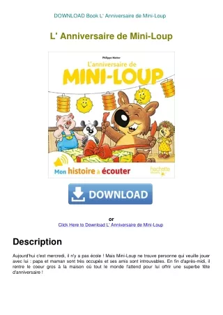 DOWNLOAD Book L' Anniversaire de Mini-Loup