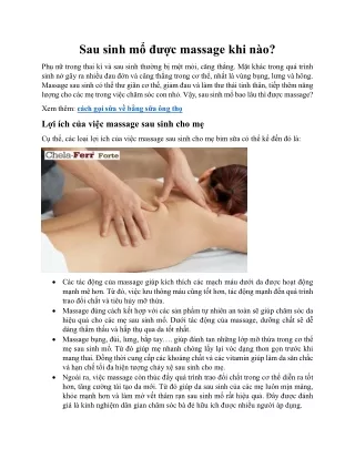 Sau sinh mổ được massage khi nào