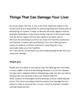 Things That Can Damage Your Liver