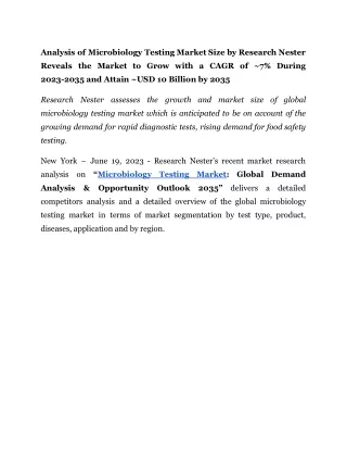 Microbiology Testing Market