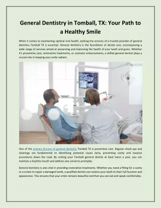 General Dentistry in Tomball, TX: Your Path to a Healthy Smile