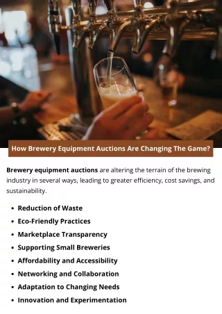 How Brewery Equipment Auctions Are Changing The Game?