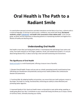 Oral Health is The Path to a Radiant Smile