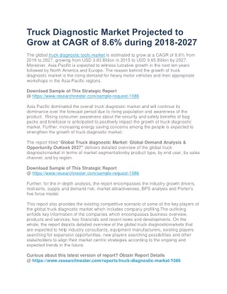 Truck Diagnostic Market  Growth Statistics &amp; Regional Forecast  2027