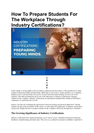 10 Effective Strategies To Prepare Students Through Industry Certifications