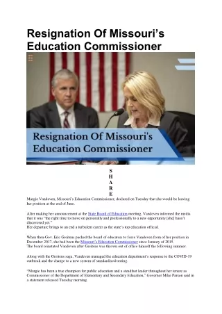 Missouri's Education Commissioner Announces Resignation | Future Education Magaz