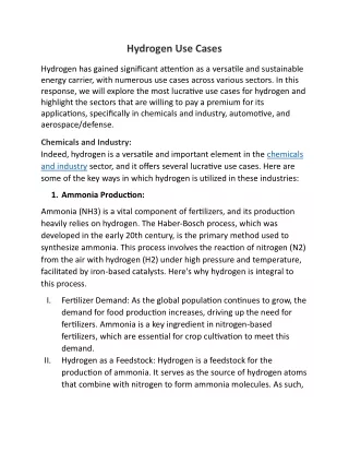 Hydrogen Use Cases