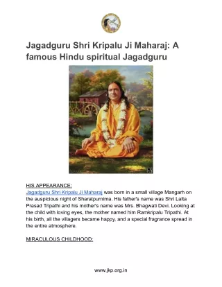 Jagadguru Shri Kripalu Ji Maharaj_ A famous Hindu spiritual Jagadguru