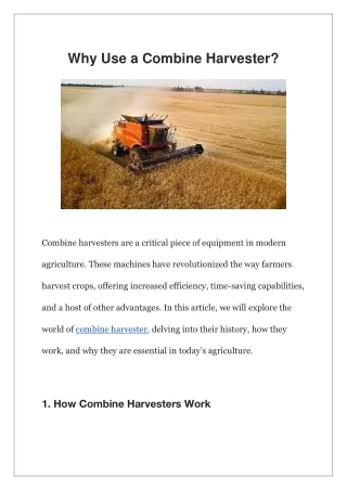 Why Use a Combine Harvester?