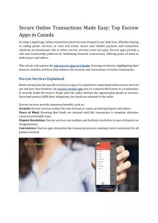 Secure Online Transactions Made Easy_ Top Escrow Apps in Canada