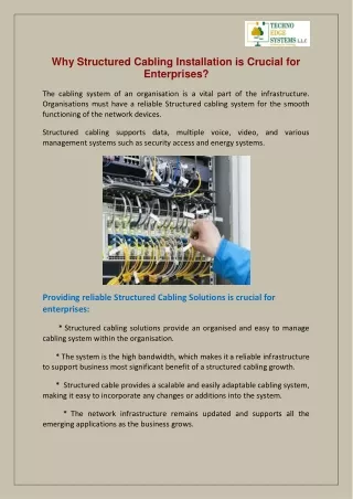 Why Structured Cabling Installation is Crucial for Enterprises