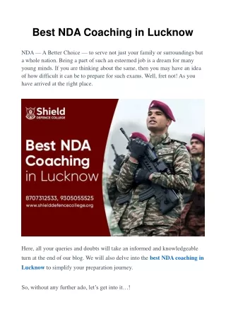 Best NDA Coaching in Lucknow