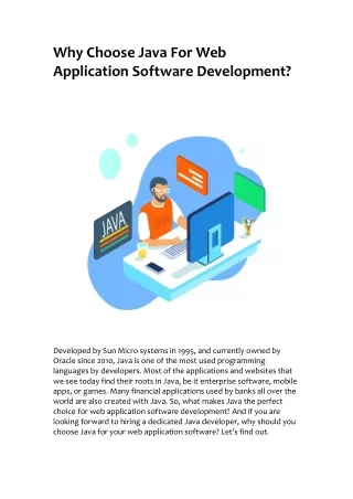 Why Choose Java For Web  Application Software Development?