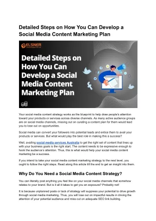 Detailed Steps on How You Can Develop a Social Media Content Marketing Plan