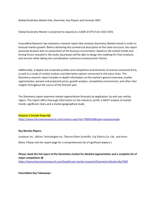 Global Dosimetry Market Size, Overview, Key Players and Forecast 2031