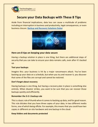 Secure your Data Backups with These 8 Tips
