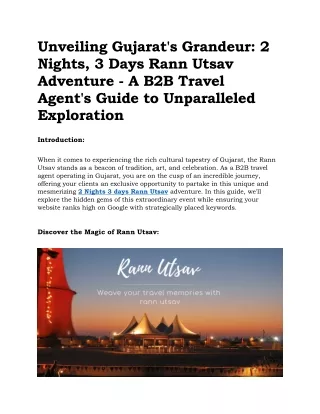 2 Nights, 3 Days Rann Utsav