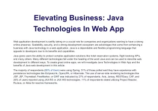 Elevating Business_ Java Technologies In Web App