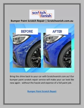 Bumper Paint Scratch Repair | Scratchvanish.com.au